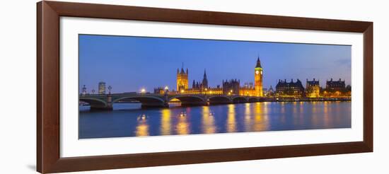 The Houses of Parliament and the River Thames Illuminated at Dusk.-Doug Pearson-Framed Photographic Print