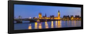 The Houses of Parliament and the River Thames Illuminated at Dusk.-Doug Pearson-Framed Photographic Print