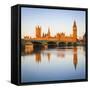 The Houses of Parliament and the River Thames Illuminated at Sunrise.-Doug Pearson-Framed Stretched Canvas