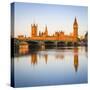 The Houses of Parliament and the River Thames Illuminated at Sunrise.-Doug Pearson-Stretched Canvas