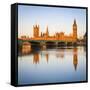 The Houses of Parliament and the River Thames Illuminated at Sunrise.-Doug Pearson-Framed Stretched Canvas