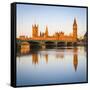 The Houses of Parliament and the River Thames Illuminated at Sunrise.-Doug Pearson-Framed Stretched Canvas