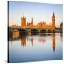 The Houses of Parliament and the River Thames Illuminated at Sunrise.-Doug Pearson-Stretched Canvas