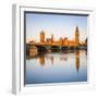 The Houses of Parliament and the River Thames Illuminated at Sunrise.-Doug Pearson-Framed Premium Photographic Print