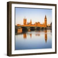 The Houses of Parliament and the River Thames Illuminated at Sunrise.-Doug Pearson-Framed Photographic Print