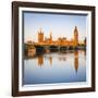 The Houses of Parliament and the River Thames Illuminated at Sunrise.-Doug Pearson-Framed Photographic Print