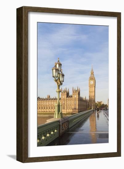 The Houses of Parliament and Westminster Bridge Bathed in Early Morning Light, London, England-null-Framed Giclee Print