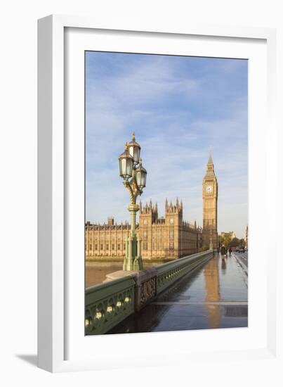 The Houses of Parliament and Westminster Bridge Bathed in Early Morning Light, London, England-null-Framed Giclee Print