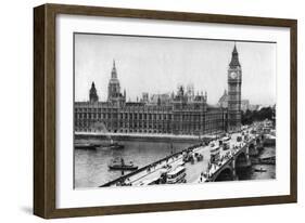 The Houses of Parliament and Westminster Bridge, London, 1926-1927-null-Framed Giclee Print