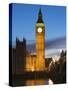 The Houses of Parliament, Big Ben and Westminster Bridge at Dusk, Westminster, London-Amanda Hall-Stretched Canvas