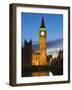 The Houses of Parliament, Big Ben and Westminster Bridge at Dusk, Westminster, London-Amanda Hall-Framed Photographic Print