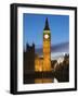 The Houses of Parliament, Big Ben and Westminster Bridge at Dusk, Westminster, London-Amanda Hall-Framed Photographic Print