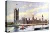 The Houses of Parliament from Lambeth Palace, Westminster, London, C1905-null-Stretched Canvas