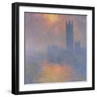 The Houses of Parliament, London, with the Sun Breaking Through the Fog, 1904-Claude Monet-Framed Giclee Print