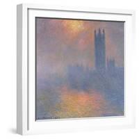 The Houses of Parliament, London, with the Sun Breaking Through the Fog, 1904-Claude Monet-Framed Giclee Print