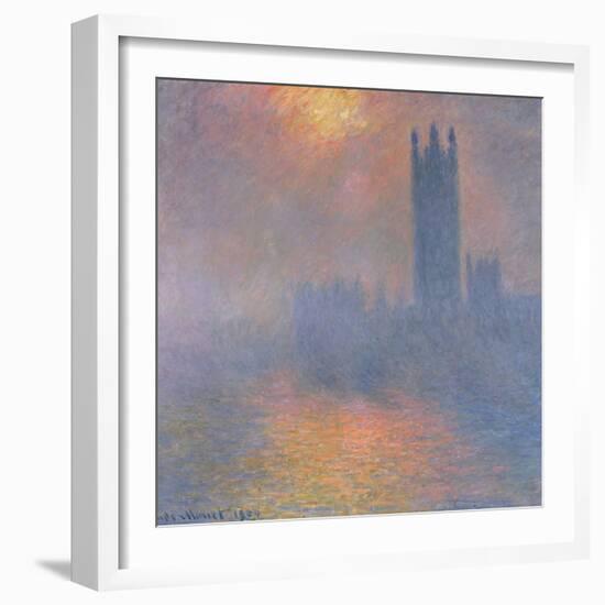 The Houses of Parliament, London, with the Sun Breaking Through the Fog, 1904-Claude Monet-Framed Giclee Print