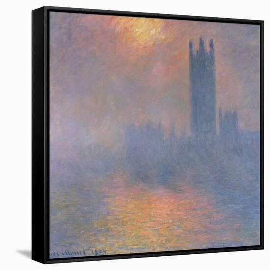 The Houses of Parliament, London, with the Sun Breaking Through the Fog, 1904-Claude Monet-Framed Stretched Canvas