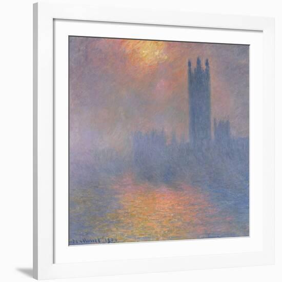 The Houses of Parliament, London, with the Sun Breaking Through the Fog, 1904-Claude Monet-Framed Giclee Print