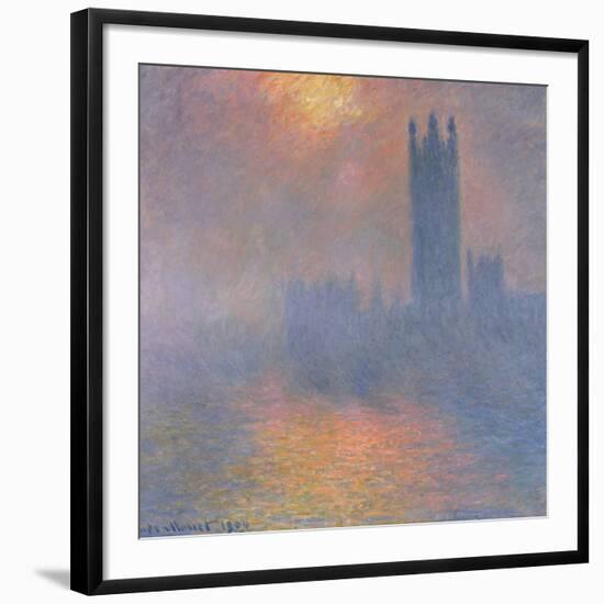 The Houses of Parliament, London, with the Sun Breaking Through the Fog, 1904-Claude Monet-Framed Giclee Print