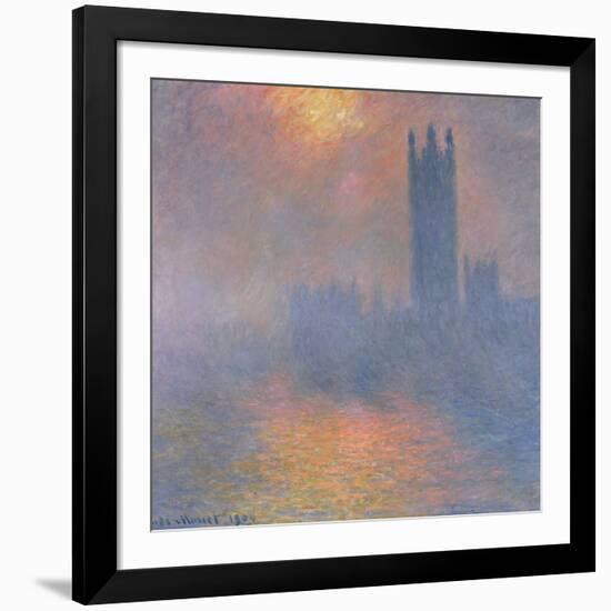 The Houses of Parliament, London, with the Sun Breaking Through the Fog, 1904-Claude Monet-Framed Giclee Print