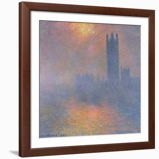 The Houses of Parliament, London, with the Sun Breaking Through the Fog, 1904-Claude Monet-Framed Giclee Print