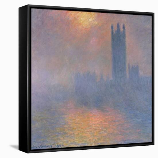The Houses of Parliament, London, with the Sun Breaking Through the Fog, 1904-Claude Monet-Framed Stretched Canvas