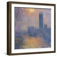 The Houses of Parliament, London, with the Sun Breaking Through the Fog-Claude Monet-Framed Art Print