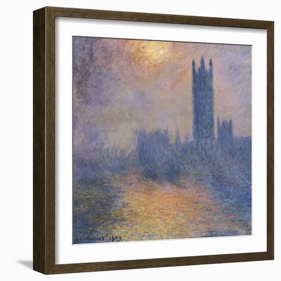 The Houses of Parliament, London, with the Sun Breaking Through the Fog-Claude Monet-Framed Art Print