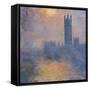 The Houses of Parliament, London, with the Sun Breaking Through the Fog-Claude Monet-Framed Stretched Canvas