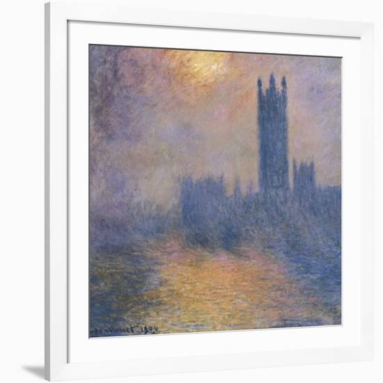 The Houses of Parliament, London, with the Sun Breaking Through the Fog-Claude Monet-Framed Art Print