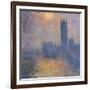 The Houses of Parliament, London, with the Sun Breaking Through the Fog-Claude Monet-Framed Art Print