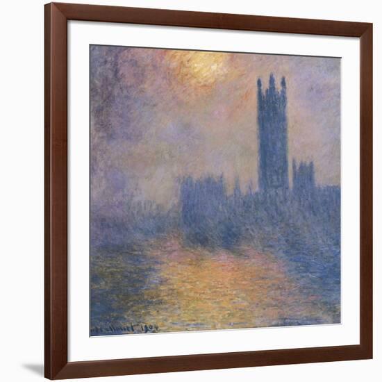 The Houses of Parliament, London, with the Sun Breaking Through the Fog-Claude Monet-Framed Art Print