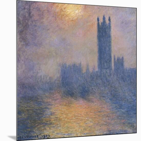 The Houses of Parliament, London, with the Sun Breaking Through the Fog-Claude Monet-Mounted Art Print