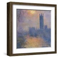 The Houses of Parliament, London, with the Sun Breaking Through the Fog-Claude Monet-Framed Art Print