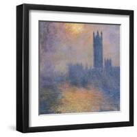 The Houses of Parliament, London, with the Sun Breaking Through the Fog-Claude Monet-Framed Art Print