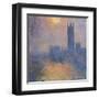 The Houses of Parliament, London, with the Sun Breaking Through the Fog-Claude Monet-Framed Art Print