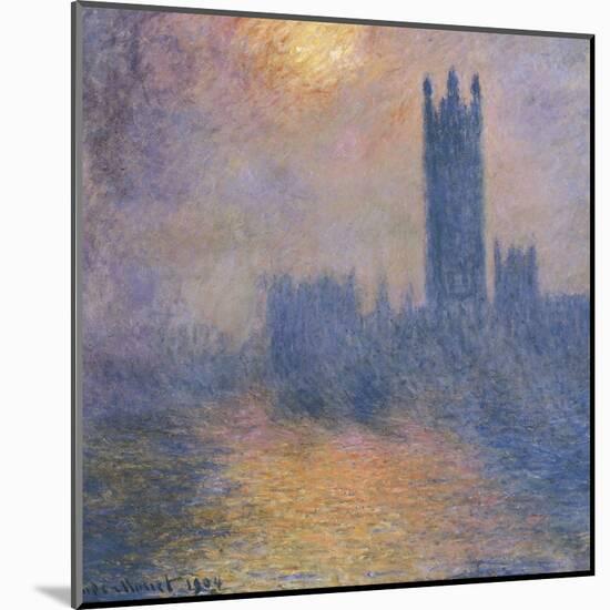 The Houses of Parliament, London, with the Sun Breaking Through the Fog-Claude Monet-Mounted Art Print