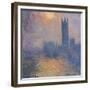 The Houses of Parliament, London, with the Sun Breaking Through the Fog-Claude Monet-Framed Premium Giclee Print