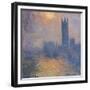 The Houses of Parliament, London, with the Sun Breaking Through the Fog-Claude Monet-Framed Premium Giclee Print