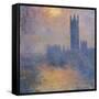 The Houses of Parliament, London, with the Sun Breaking Through the Fog-Claude Monet-Framed Stretched Canvas