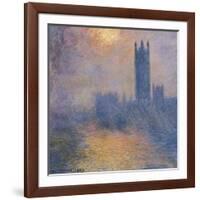 The Houses of Parliament, London, with the Sun Breaking Through the Fog-Claude Monet-Framed Art Print