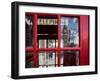 The houses of parliament reflected in an iconic red phone box in Westminster, London.-Alex Saberi-Framed Premium Photographic Print