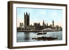 The Houses of Parliament, Westminster, London, Early 20th Century-null-Framed Giclee Print
