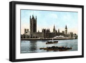 The Houses of Parliament, Westminster, London, Early 20th Century-null-Framed Giclee Print