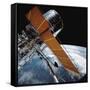 The Hubble Space Telescope Backdropped by Planet Earth-null-Framed Stretched Canvas