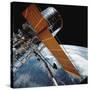 The Hubble Space Telescope Backdropped by Planet Earth-null-Stretched Canvas