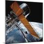 The Hubble Space Telescope Backdropped by Planet Earth-null-Mounted Photographic Print
