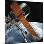 The Hubble Space Telescope Backdropped by Planet Earth-null-Mounted Photographic Print