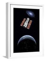 The Hubble Space Telescope in Earth Orbit-null-Framed Art Print