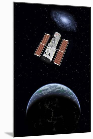 The Hubble Space Telescope in Earth Orbit-null-Mounted Art Print